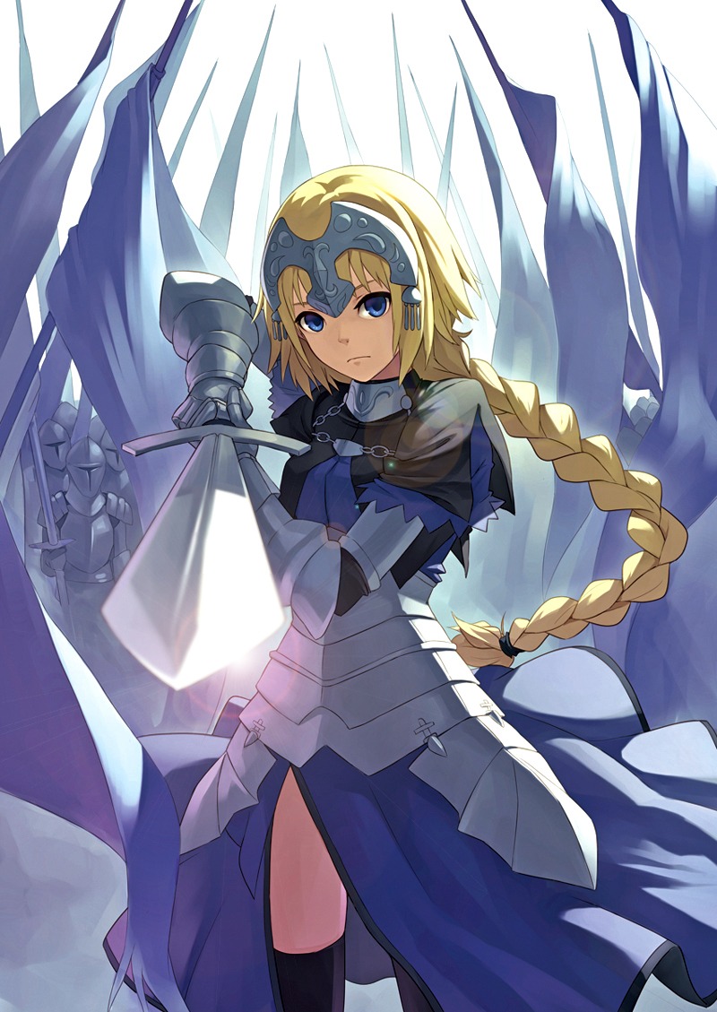 armor fate/apocrypha fate/stay_night jeanne_d'arc jeanne_d'arc_(fate) sword thighhighs zengxianxin