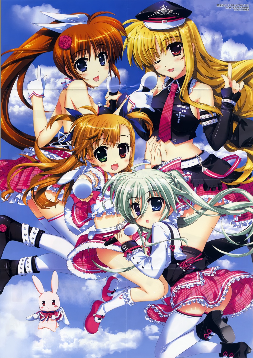 bleed_through crease einhart_stratos fate_testarossa fujima_takuya heterochromia mahou_shoujo_lyrical_nanoha mahou_shoujo_lyrical_nanoha_vivid takamachi_nanoha thighhighs vivio