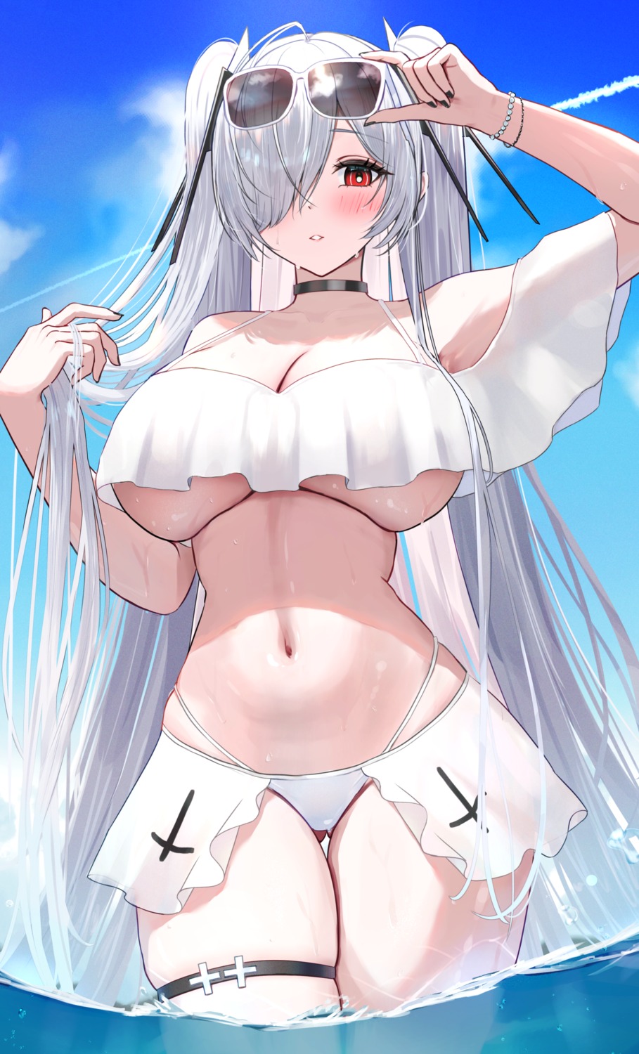 bikini cinderella_(nikke) garter goddess_of_victory:_nikke megane see_through swimsuits umbsy_gi wet