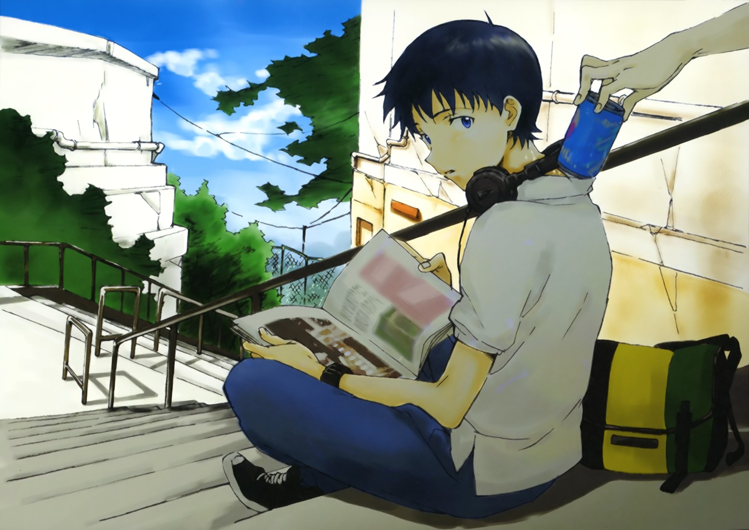 hayashi_akemi headphones ikari_shinji male neon_genesis_evangelion