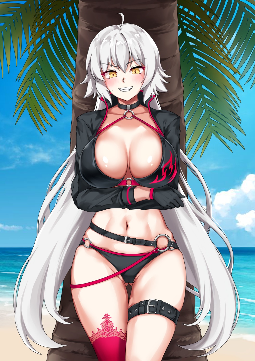 bikini fate/grand_order foxy_rain garter jeanne_d'arc jeanne_d'arc_(alter)_(fate) swimsuits thighhighs