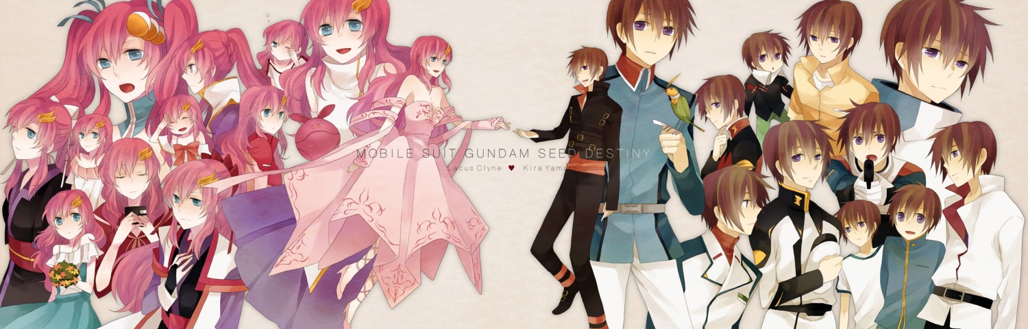 cleavage dress gun gundam gundam_seed haro kimono kira_yamato kiri_(lwp01_lav) lacus_clyne torii uniform