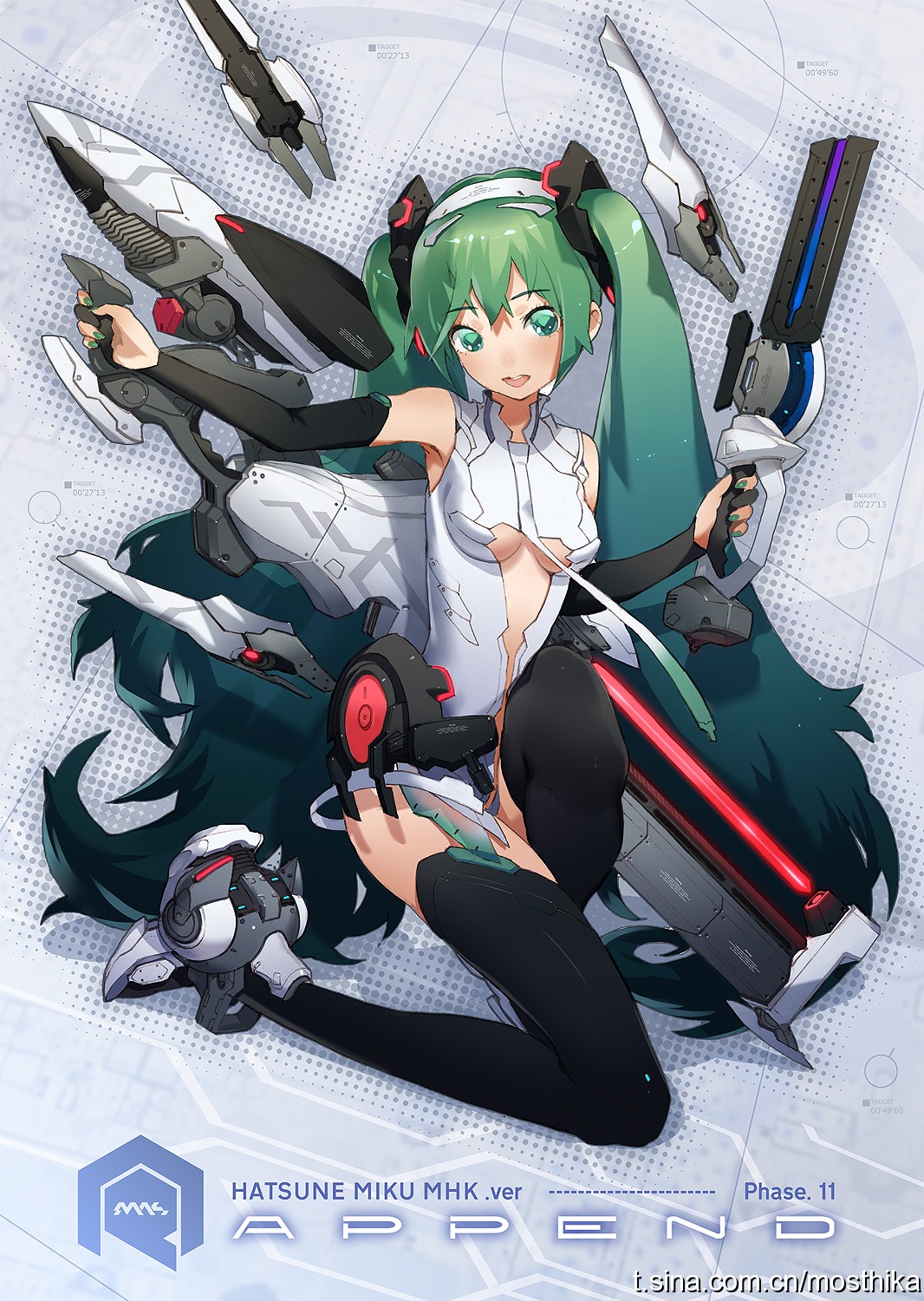 gun hatsune_miku mhk miku_append sword thighhighs vocaloid