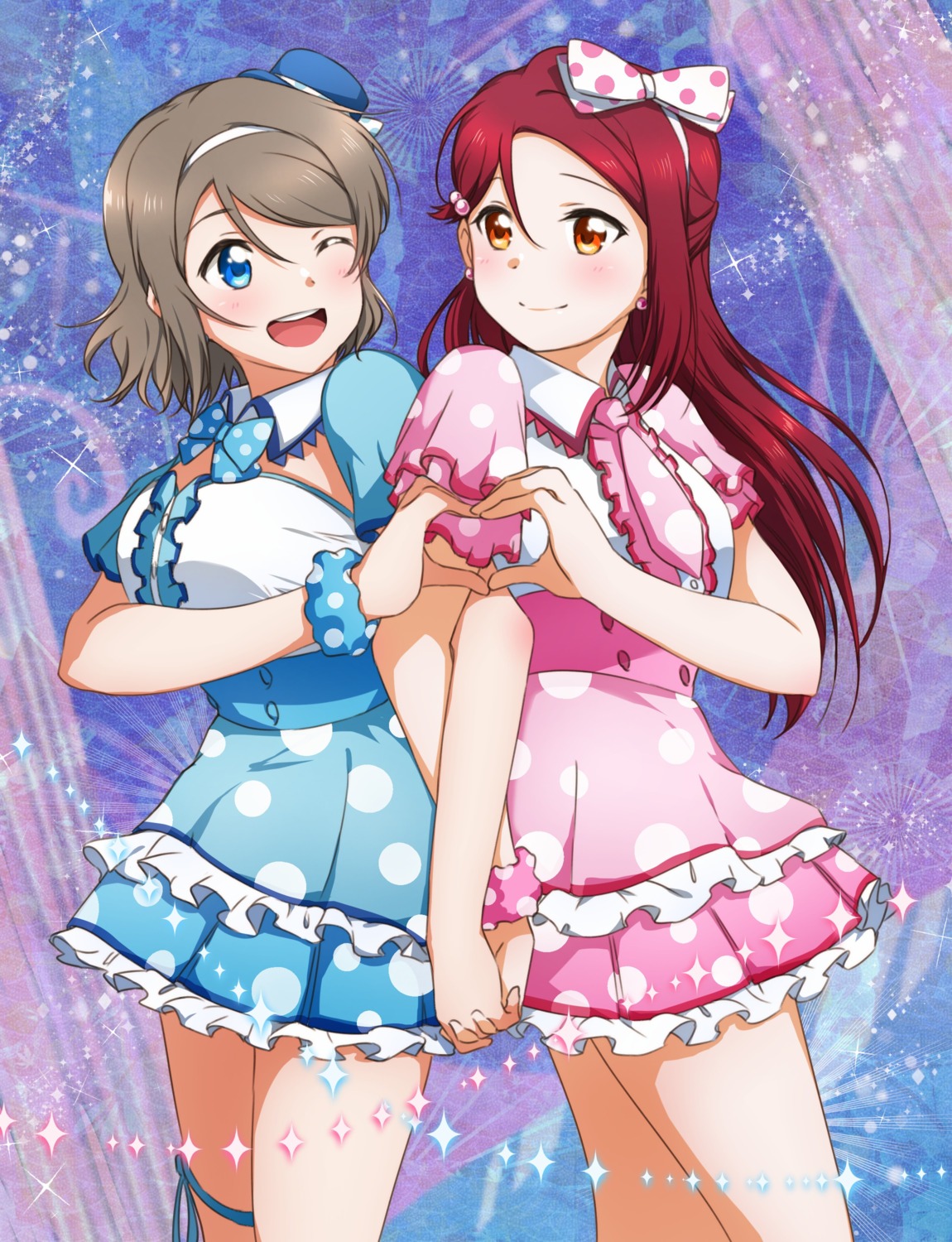 dress garter love_live!_sunshine!! sakurauchi_riko watanabe_you yuchi_(salmon-1000) yuri