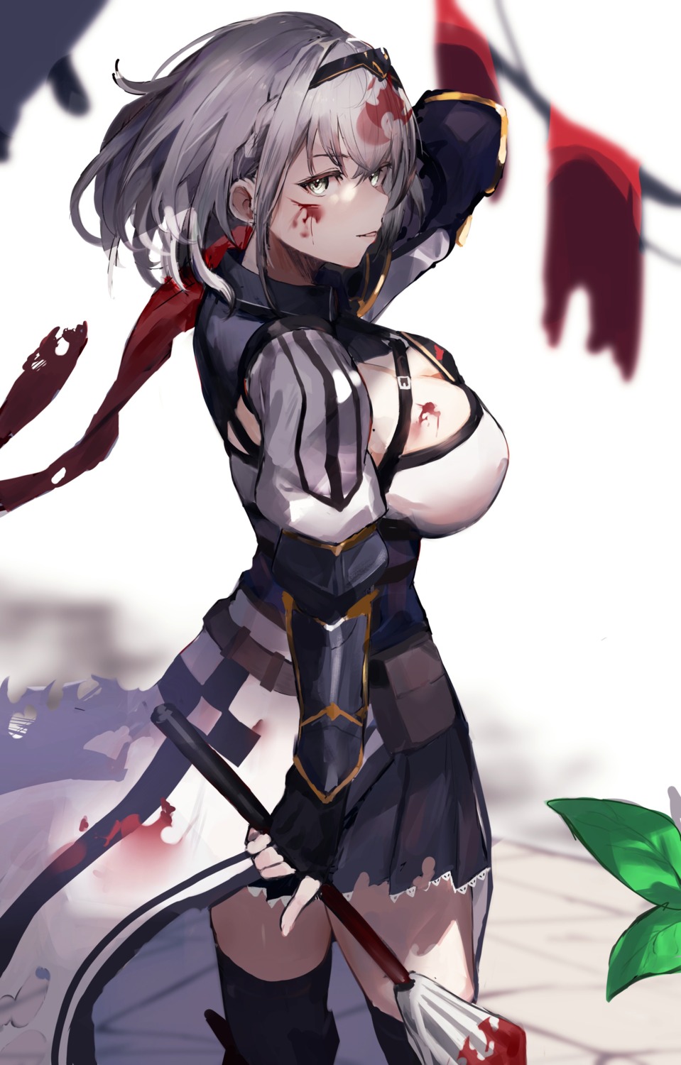 blood hololive shirogane_noel thighhighs yakihoko