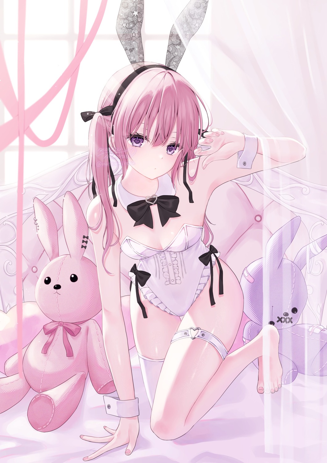 animal_ears bunny_ears bunny_girl garter murur_(matsumikoru) no_bra thighhighs