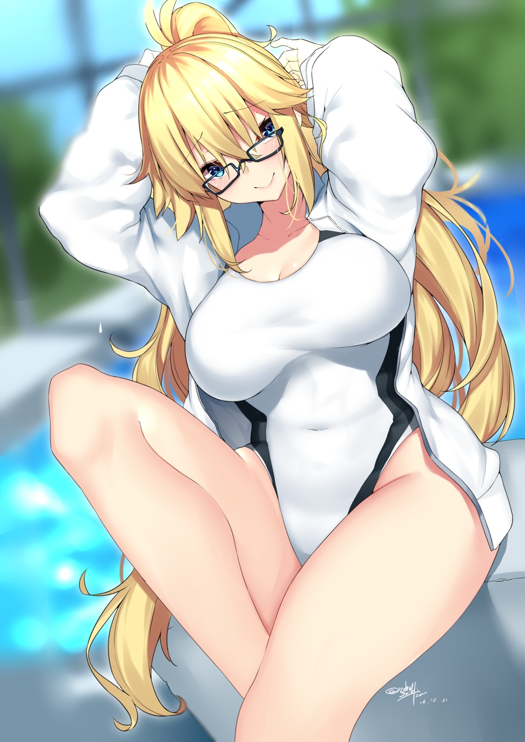 fate/grand_order jeanne_d'arc jeanne_d'arc_(fate) megane nebusoku swimsuits