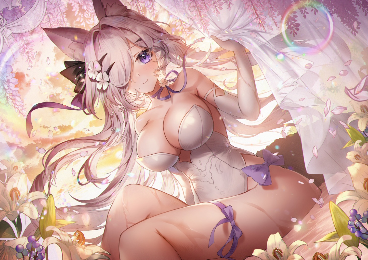 animal_ears apple_caramel artist_revision detexted garter no_bra red:_pride_of_eden sherry_(pride_of_eden) tail wet