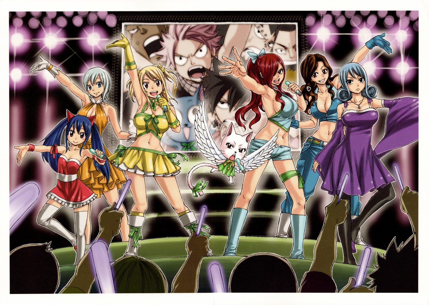 cana_alberona cleavage dress erza_scarlet fairy_tail juvia_lockser lisanna_strauss lucy_heartfilia mashima_hiro thighhighs wendy_marvell