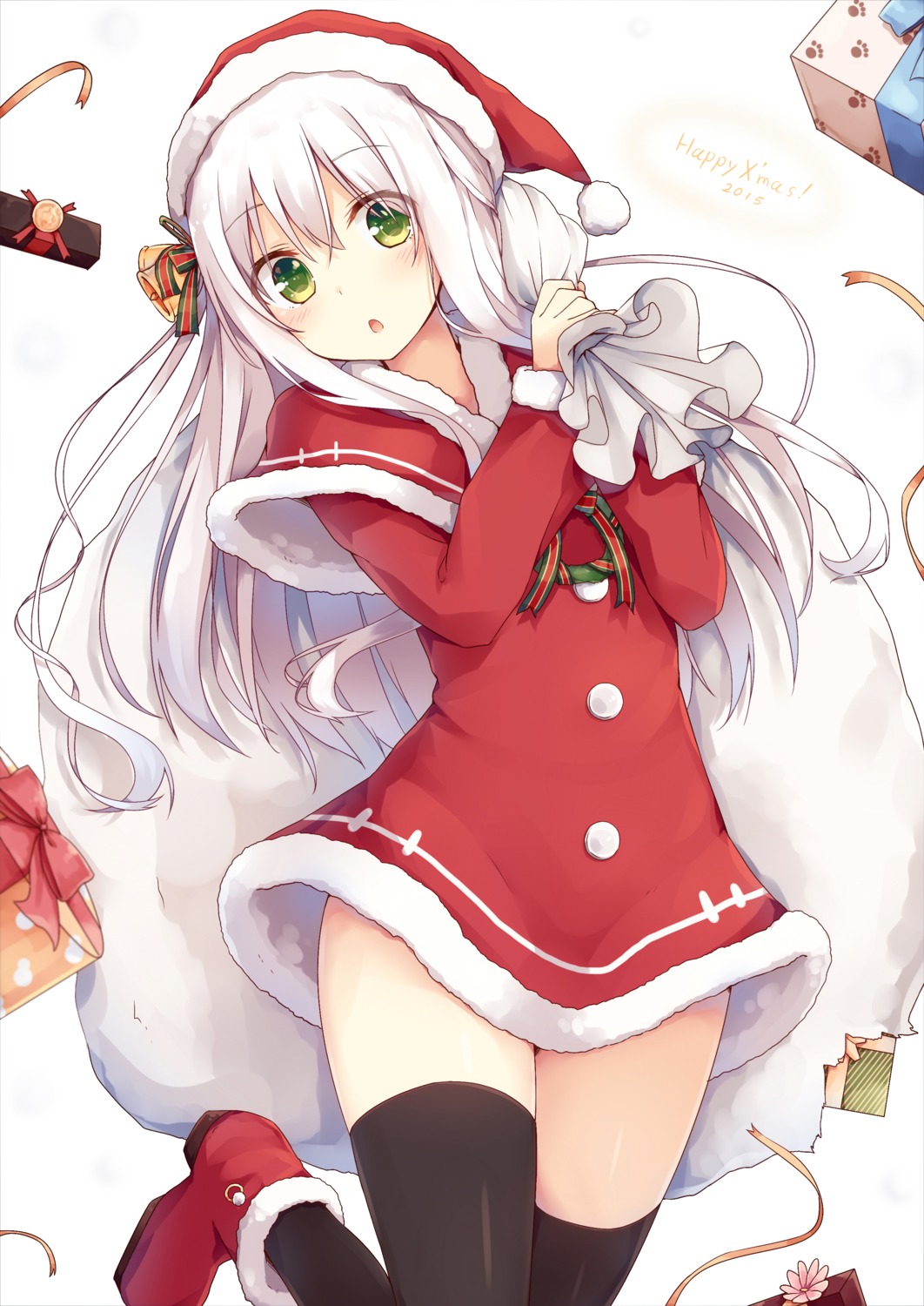 christmas dress heels mitoko_(tsuchikure) thighhighs tsuchikure