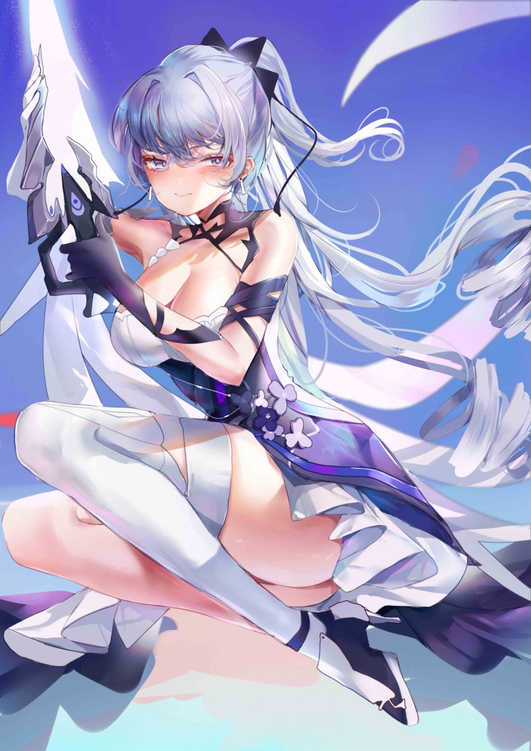 ass benghuai_xueyuan bronya_zaychik heels honkai_impact skirt_lift thighhighs weapon xiongshouji