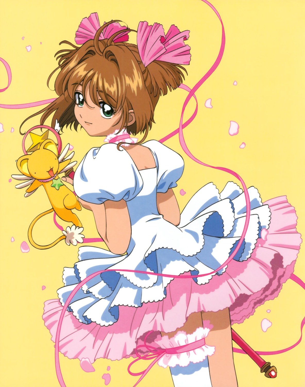 card_captor_sakura dress garter kerberos kinomoto_sakura madhouse takahashi_kumiko thighhighs weapon