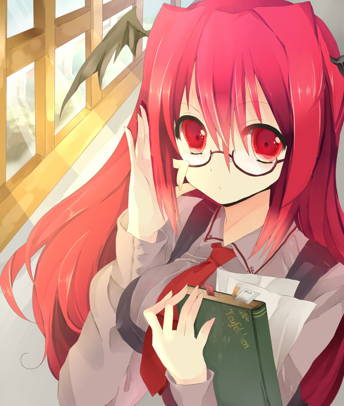 erect_nipples koakuma megane mihatarou touhou wings