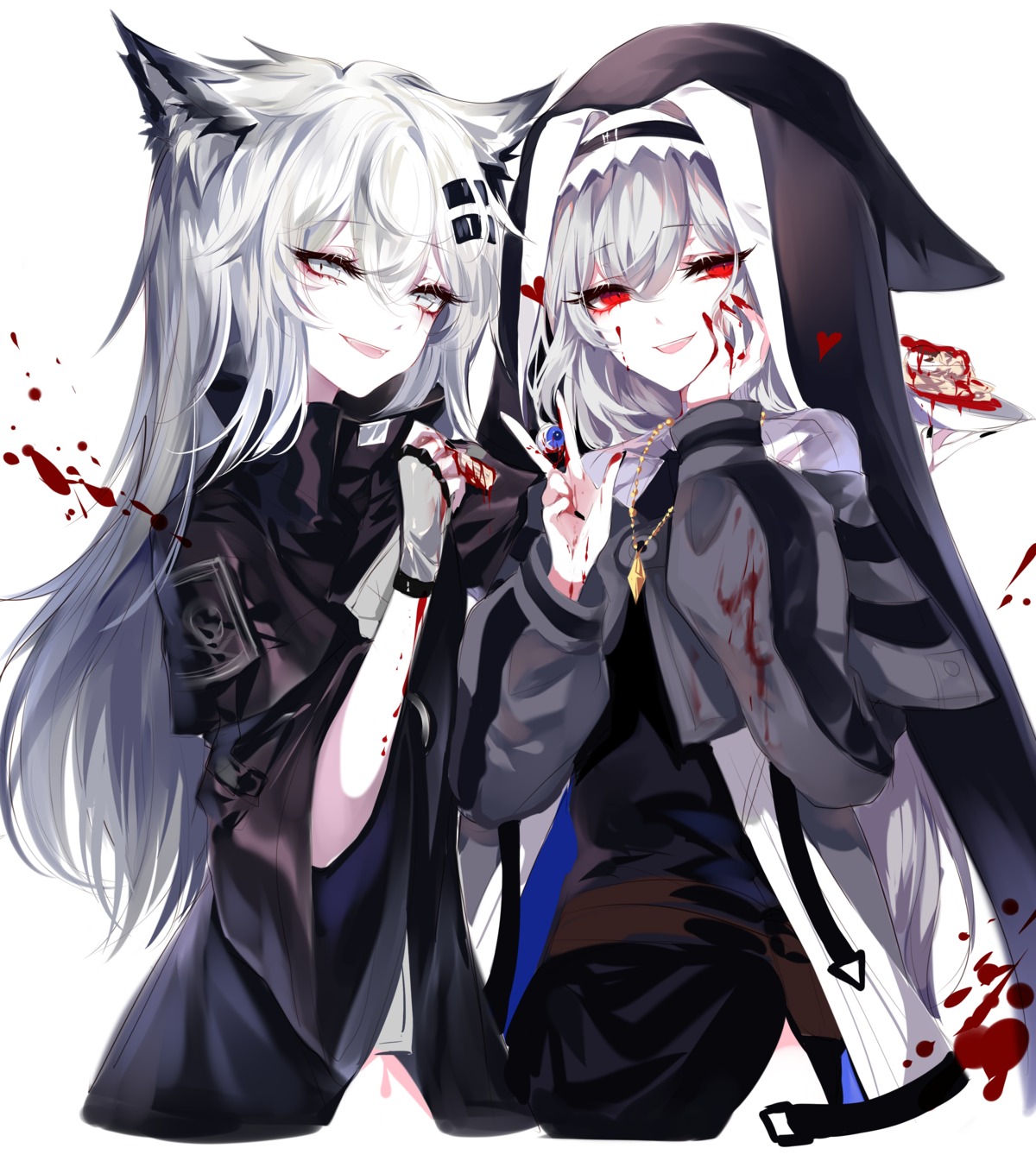 animal_ears arknights blood lappland_(arknights) sheya specter_(arknights)