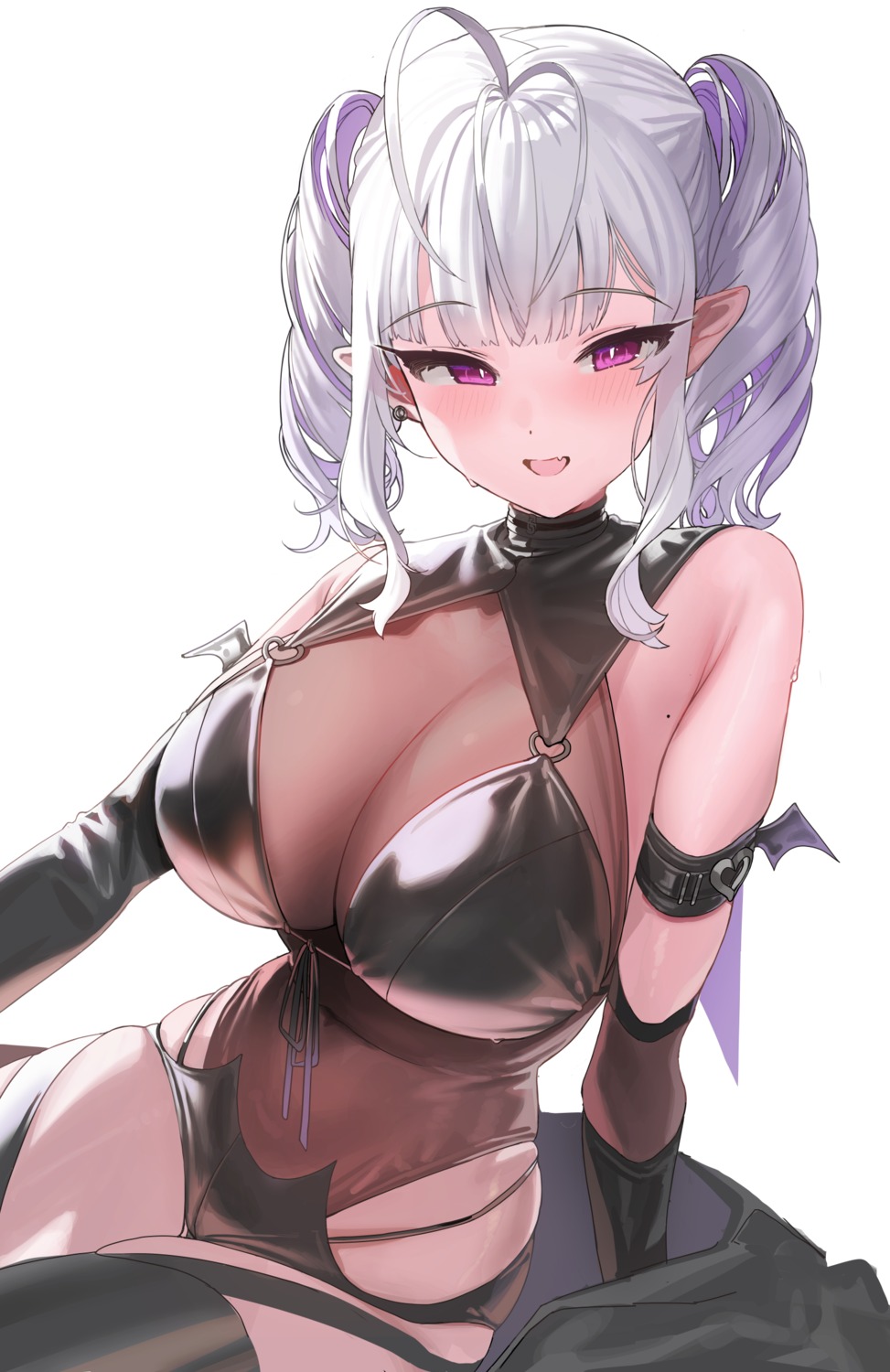 cleavage kanzarin leotard pointy_ears see_through stockings thighhighs