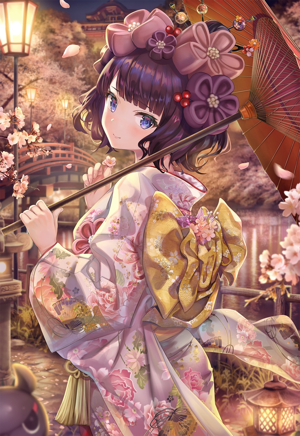 fate/grand_order katsushika_hokusai_(fate) kimono torino_akua umbrella