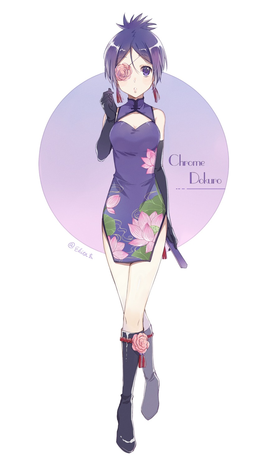 chinadress chrome_dokuro cleavage ekita_xuan eyepatch katekyo_hitman_reborn!