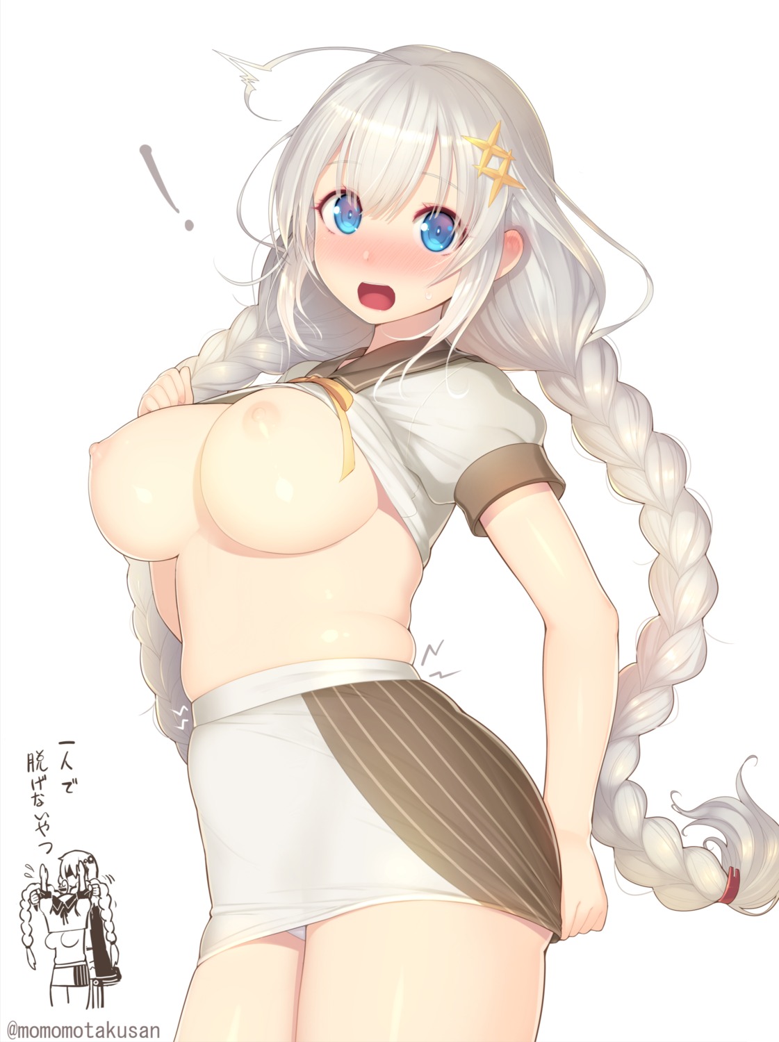 breasts kashiwamochi_yomogi nipples no_bra pantsu seifuku shirt_lift