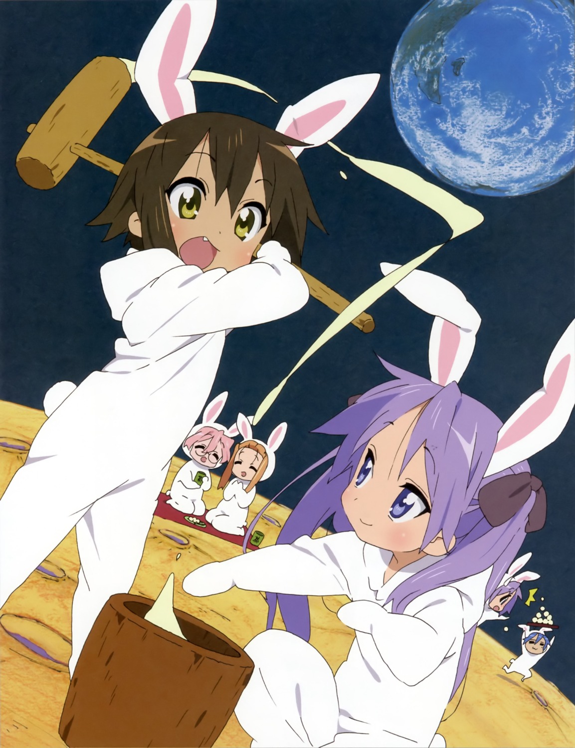 animal_ears bunny_ears hiiragi_kagami hiiragi_tsukasa izumi_konata kusakabe_misao lucky_star minegishi_ayano takara_miyuki