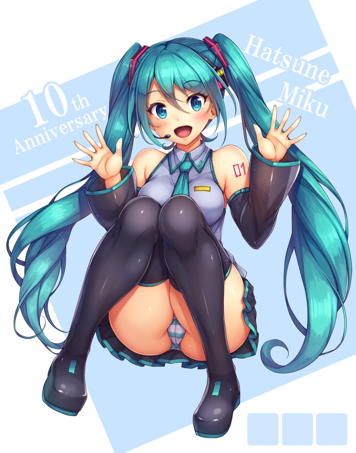 cameltoe hatsune_miku pantsu shimapan snowcanvas tattoo thighhighs vocaloid