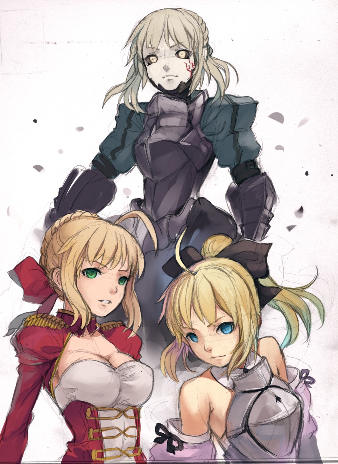 armor cleavage dress fate/extra fate/stay_night fate/unlimited_codes saber saber_alter saber_extra saber_lily zengxianxin