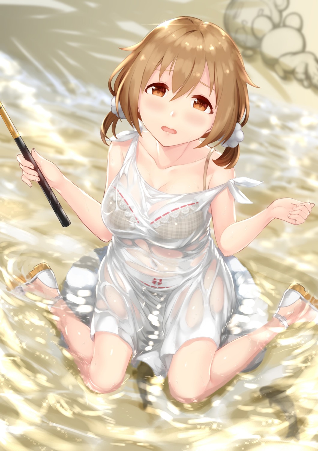 alternative_girls bra cleavage dress momoi_hina pantsu satoshiki see_through summer_dress wet wet_clothes