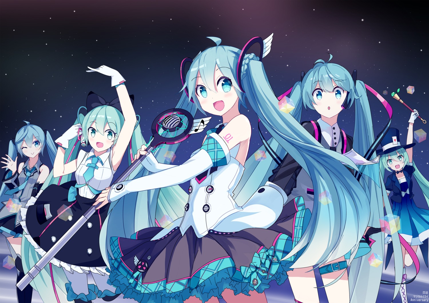 dress expression garter hatsune_miku headphones magical_mirai pantyhose siji_(szh5522) tattoo thighhighs vocaloid