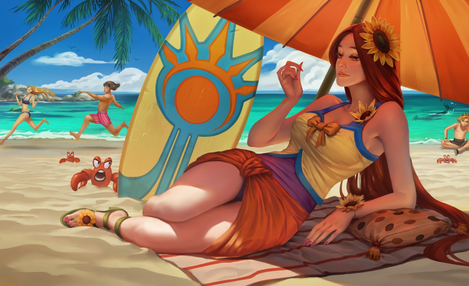 bikini cleavage heels league_of_legends leona_(league_of_legends) swimsuits tagme