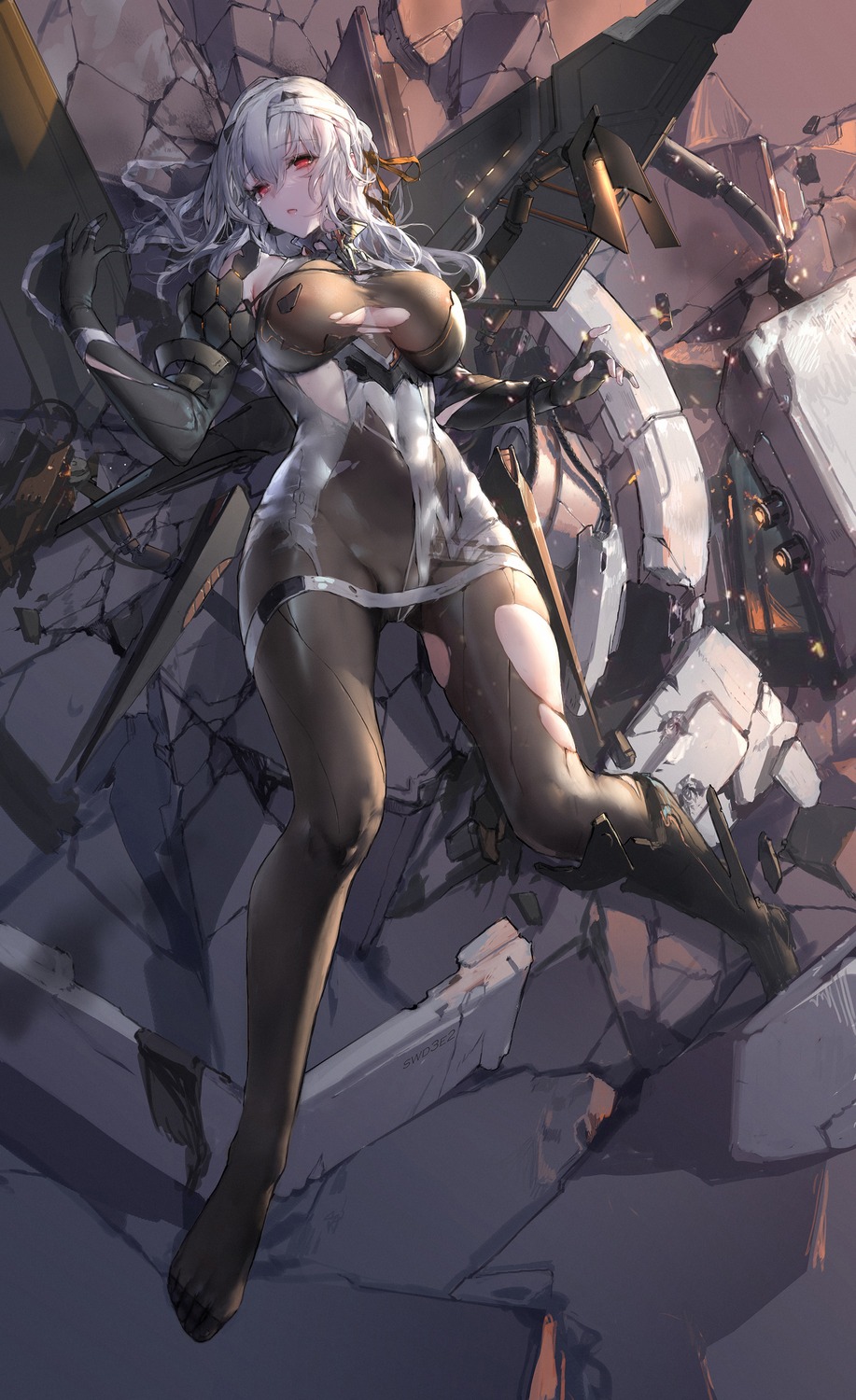 bandages bodysuit cameltoe goddess_of_victory:_nikke modernia swd3e2 torn_clothes