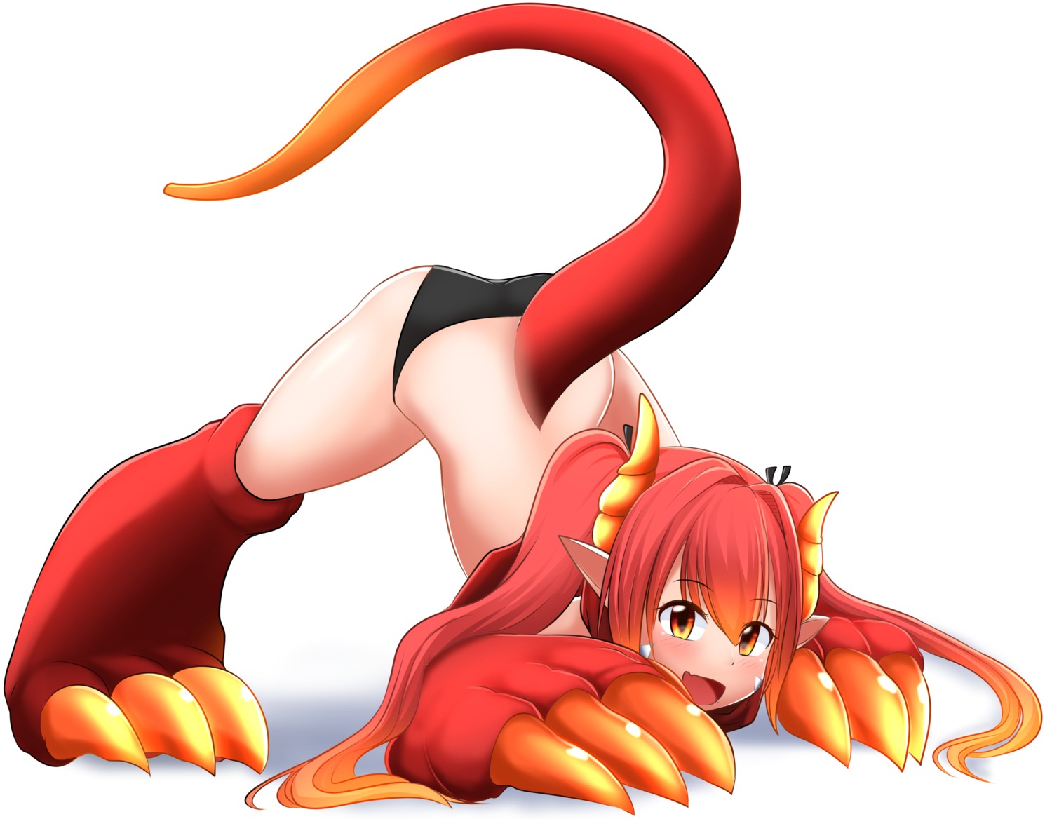 horns monster_girl pantsu pointy_ears tagme tail