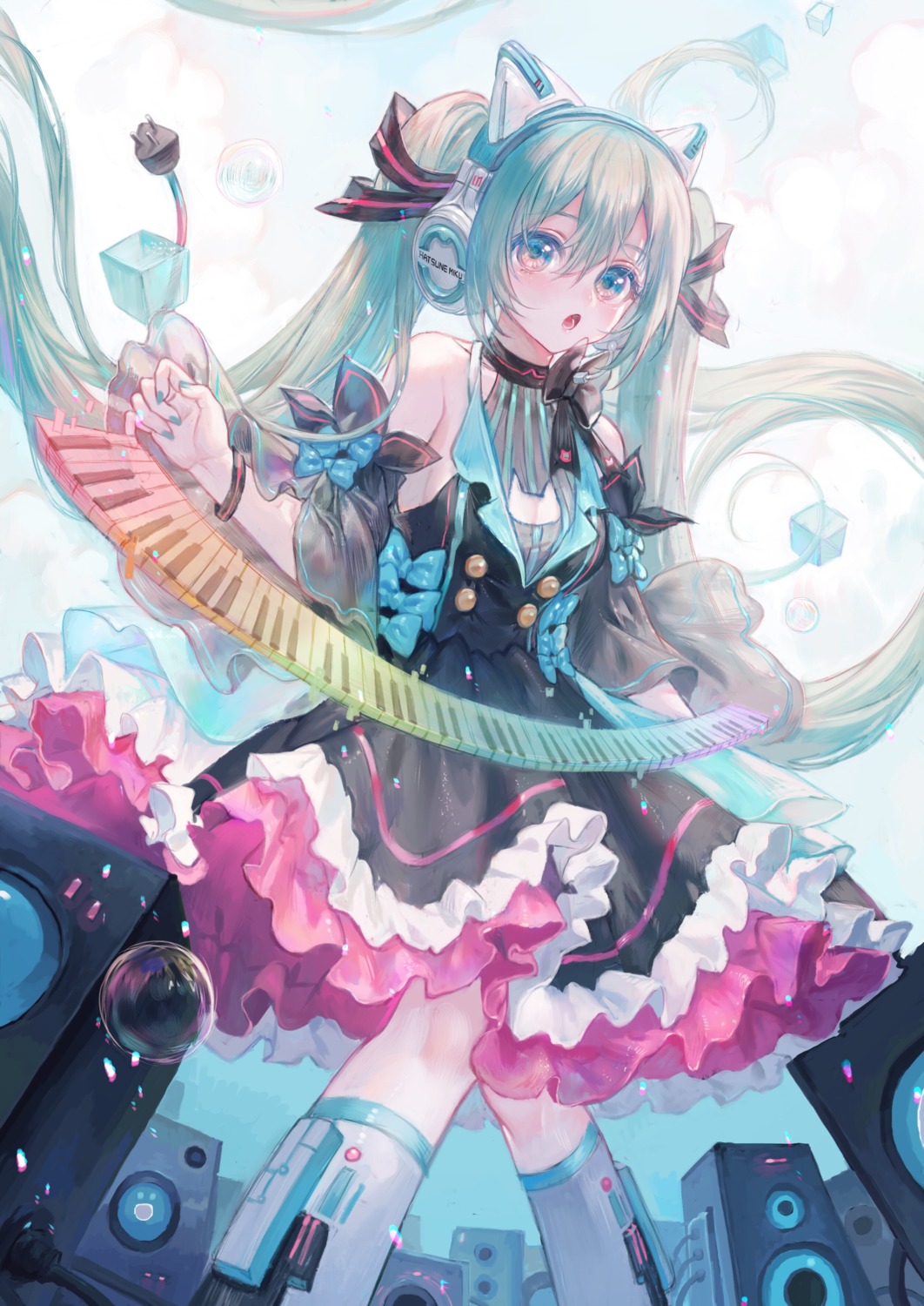 dress hatsune_miku headphones maccha_(mochancc) vocaloid