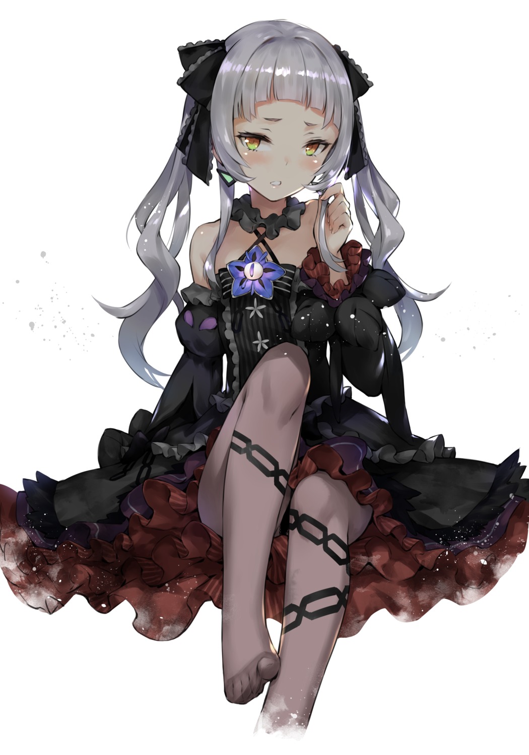 dress feet gothic_lolita hololive lolita_fashion murasaki_shion pantsu pantyhose skirt_lift tagme