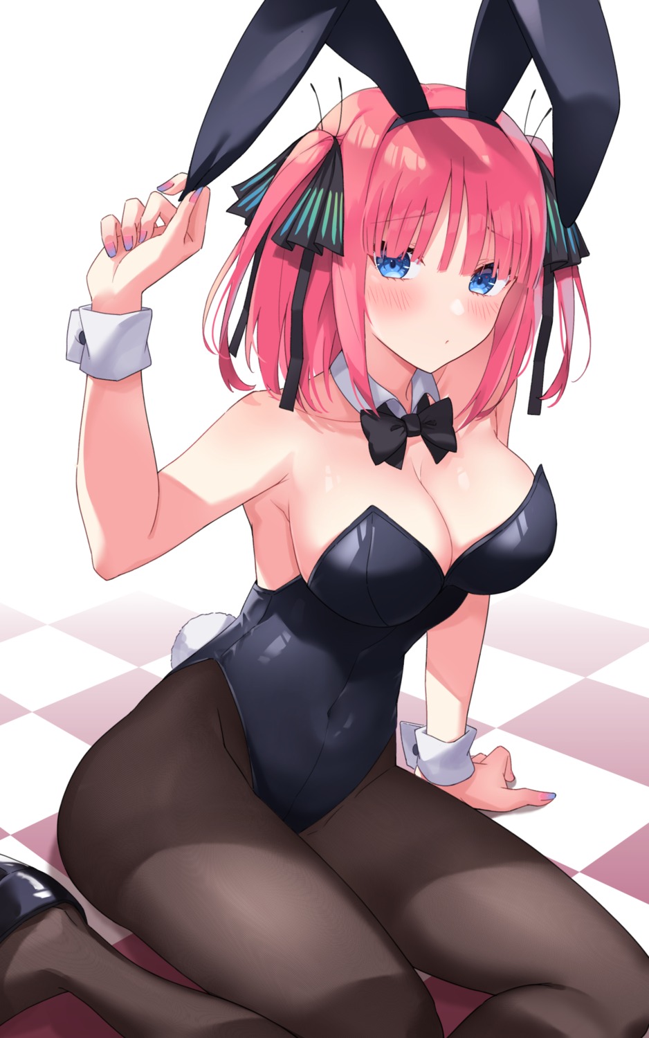 5-toubun_no_hanayome animal_ears bunny_ears bunny_girl heels nakano_nino no_bra pantyhose profnote tail