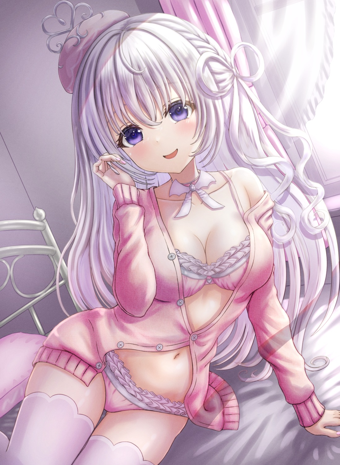 artist_revision bra open_shirt pantsu sweater thighhighs wajuniorbox