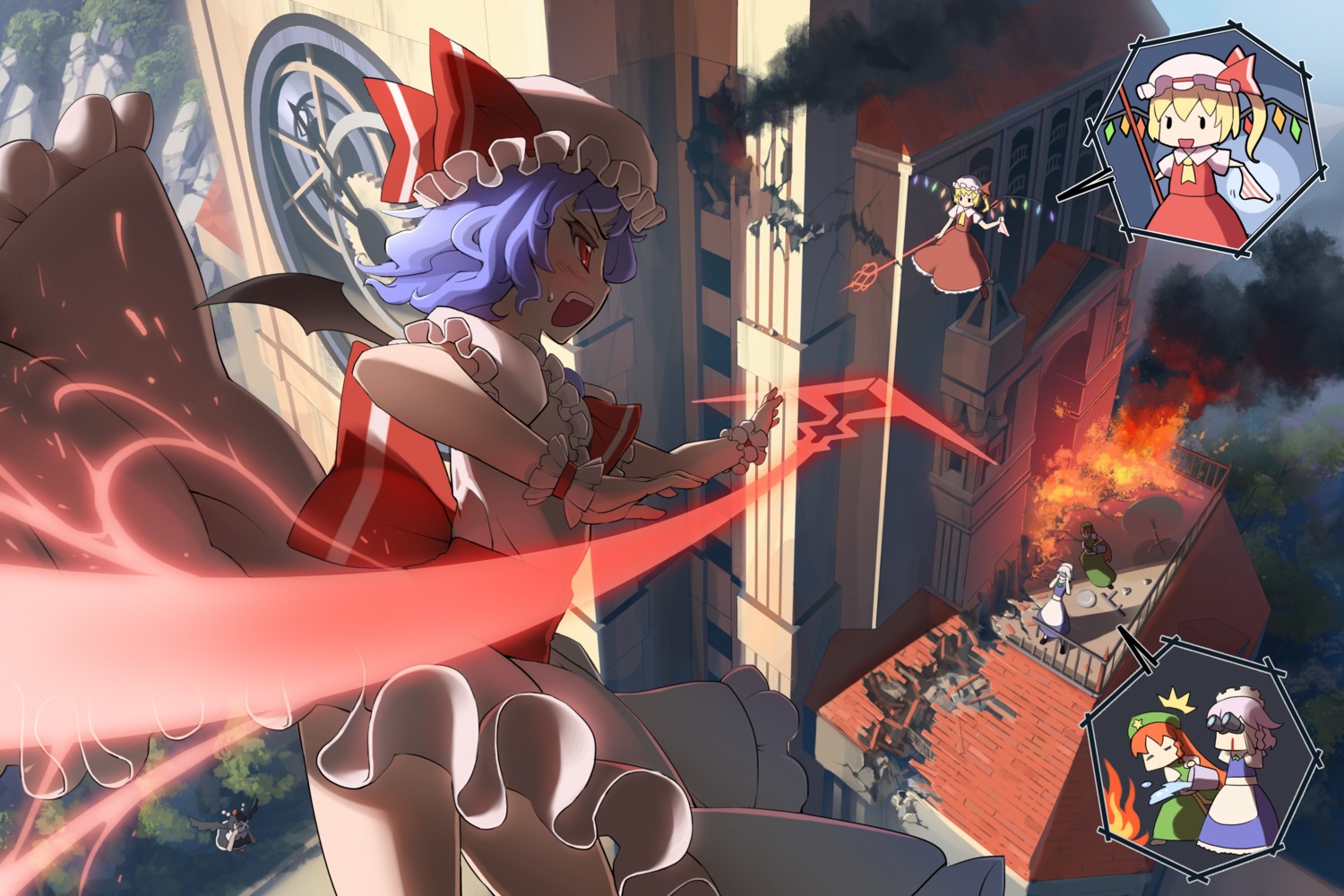 ddal flandre_scarlet hong_meiling izayoi_sakuya remilia_scarlet shameimaru_aya touhou