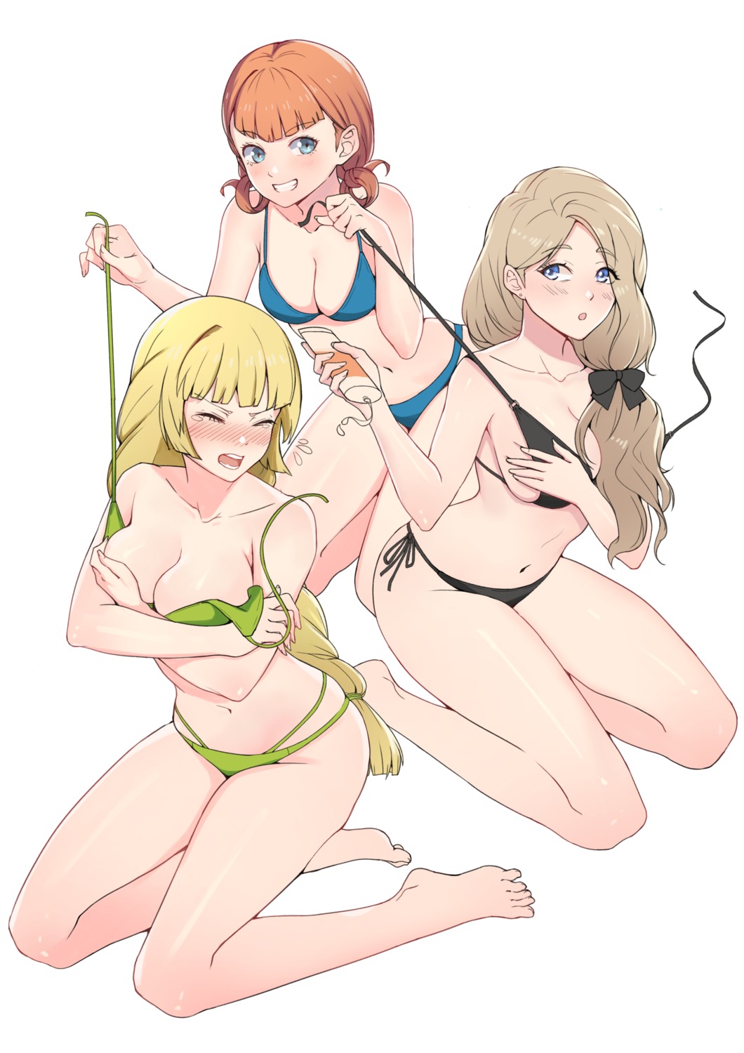 annette_fantine_dominic bikini breast_hold breasts chungmechanic cleavage fire_emblem fire_emblem_three_houses ingrid_(fire_emblem) mercedes_von_martritz swimsuits undressing yuri