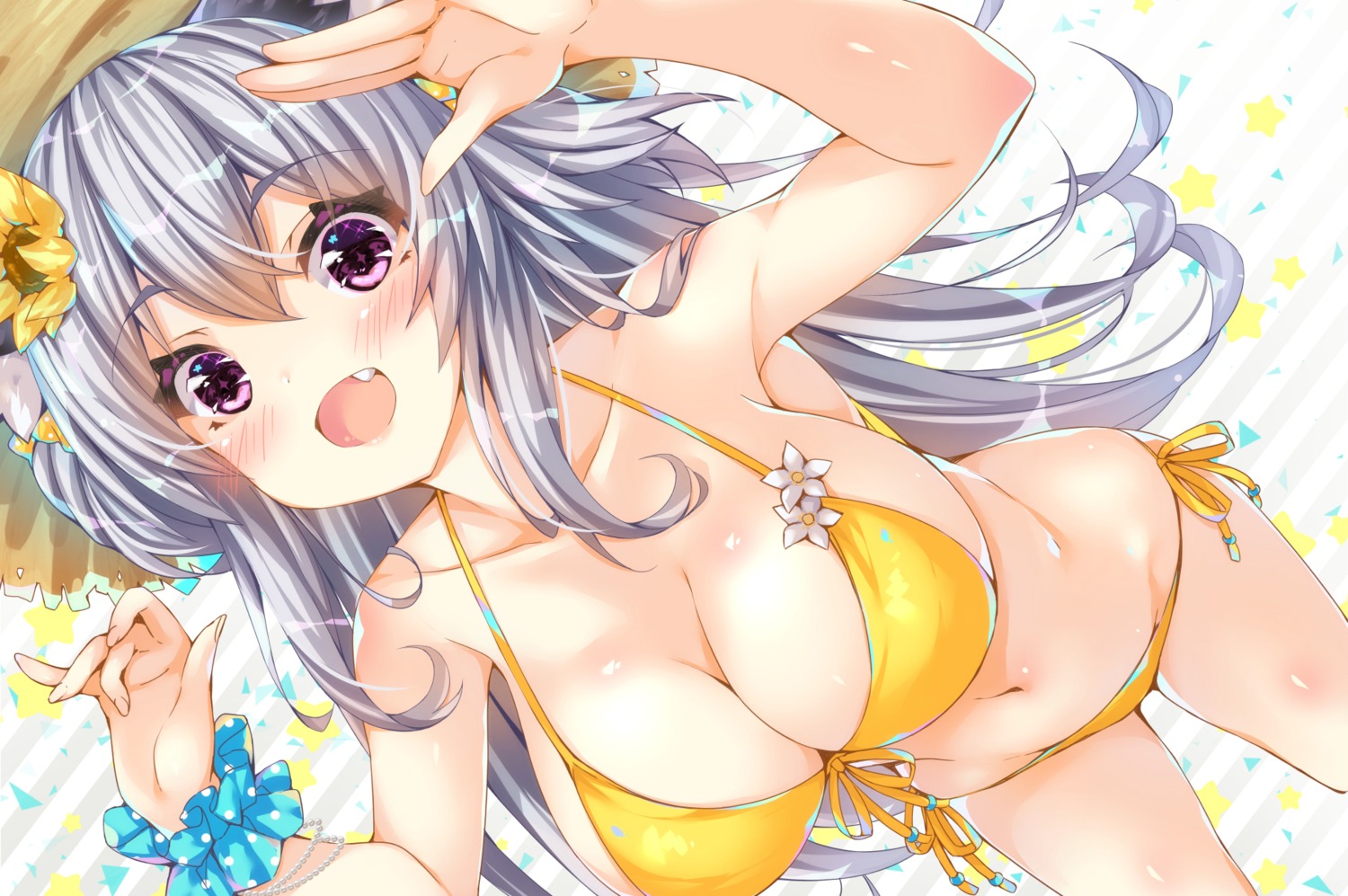 animal_ears bikini cleavage nekomimi ojitea swimsuits