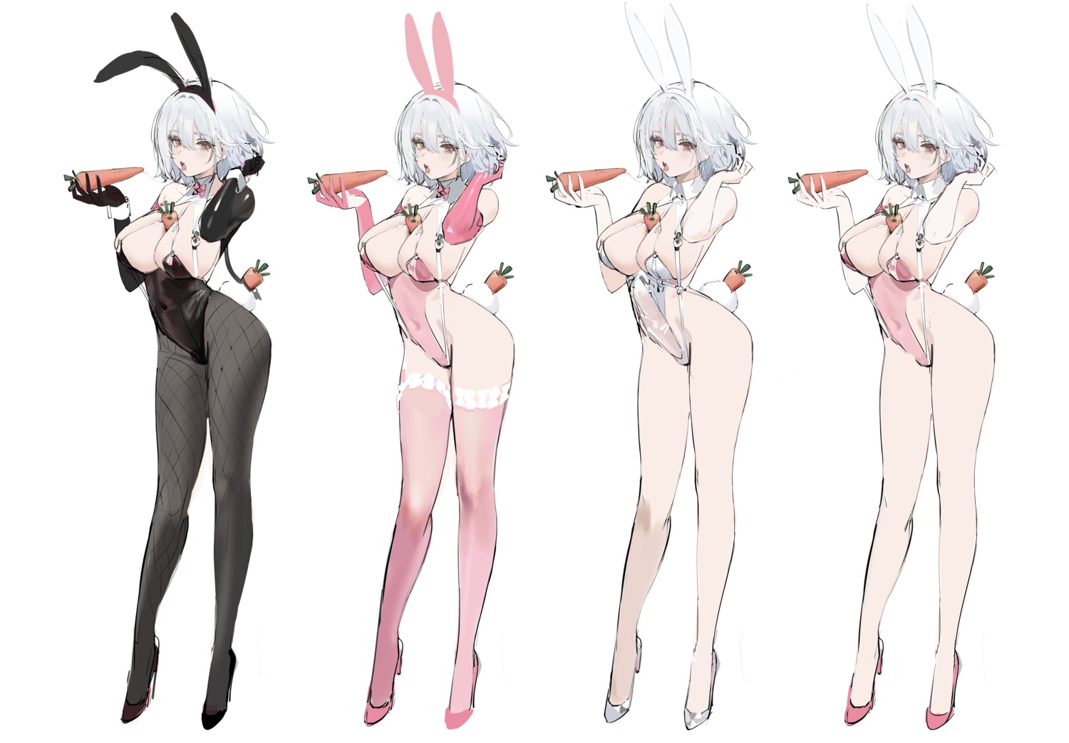 animal_ears azur_lane bunny_ears bunny_girl fishnets heels kincora no_bra pantyhose see_through sirius_(azur_lane) sketch tail thighhighs