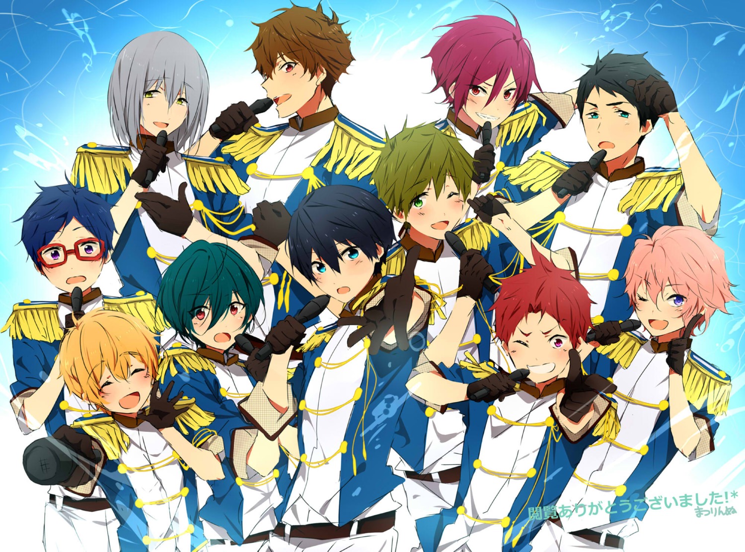 free! hazuki_nagisa high_speed! kirishima_ikuya kirishima_natsuya male matsuoka_rin nanase_haruka ryugazaki_rei serizawa_nao shigino_kisumi shiina_asahi tachibana_makoto yamazaki_sousuke