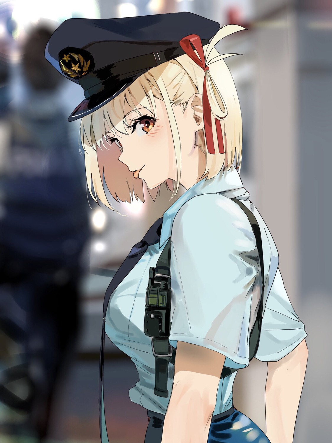 funi_mu9 lycoris_recoil nishikigi_chisato police_uniform