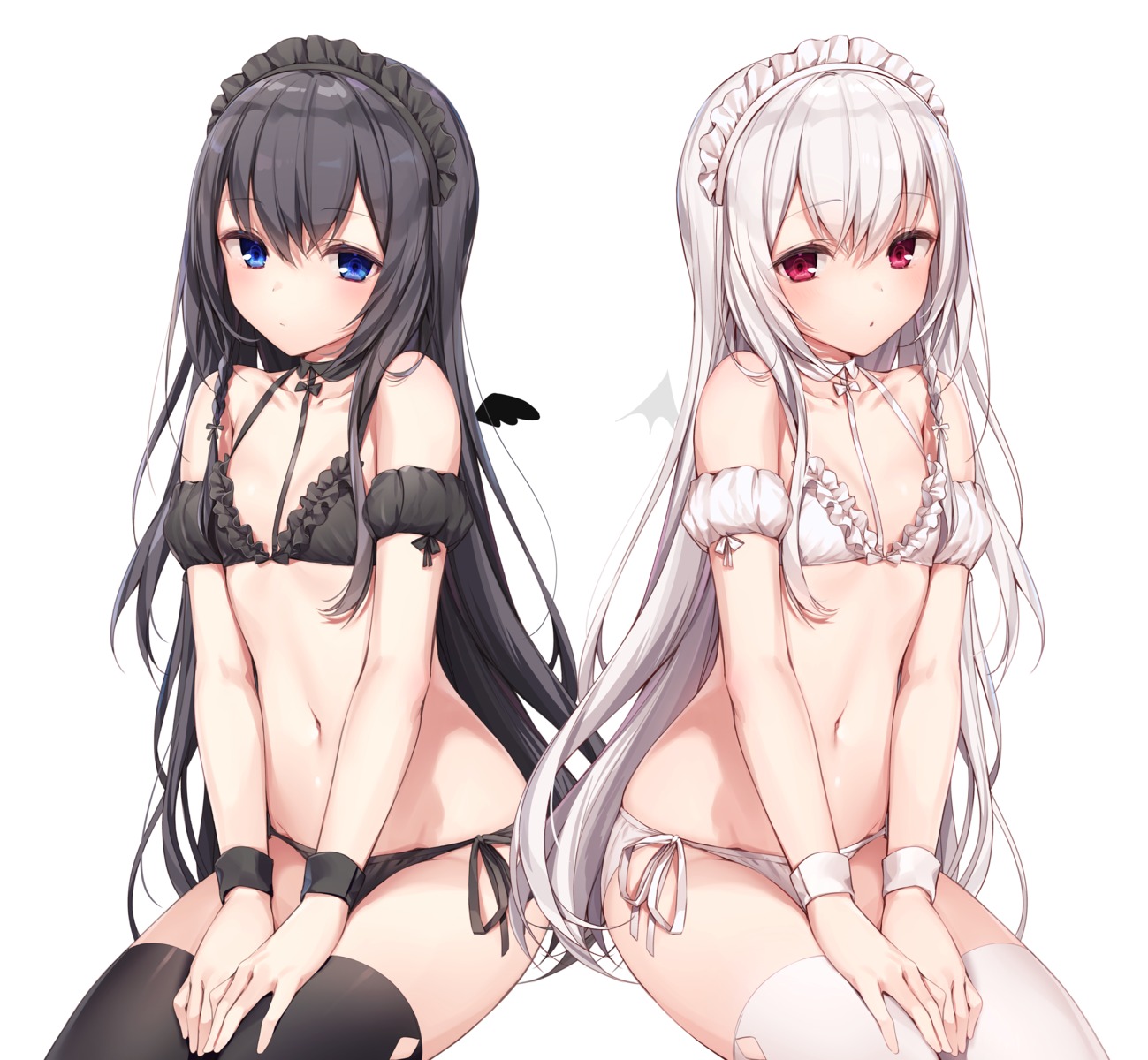 bikini cleavage komeshiro_kasu swimsuits thighhighs wings