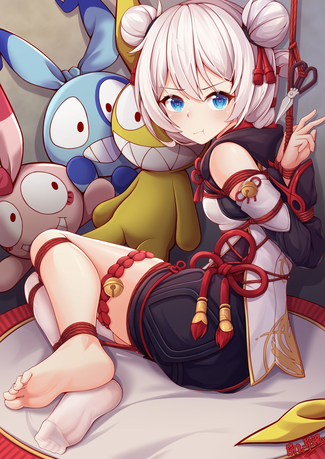 asian_clothes benghuai_xueyuan bondage feet garter honkai_impact theresa_apocalypse thighhighs yiduan_zhu