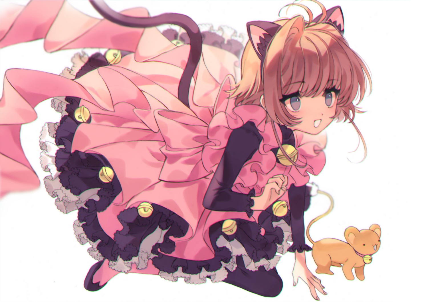 animal_ears card_captor_sakura dress kerberos kinomoto_sakura nekomimi pantyhose tail yashiromann