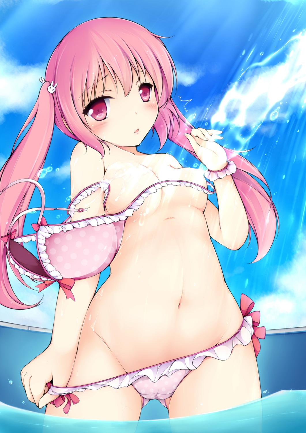 bikini breasts cameltoe censored chiyami panty_pull swimsuits wardrobe_malfunction