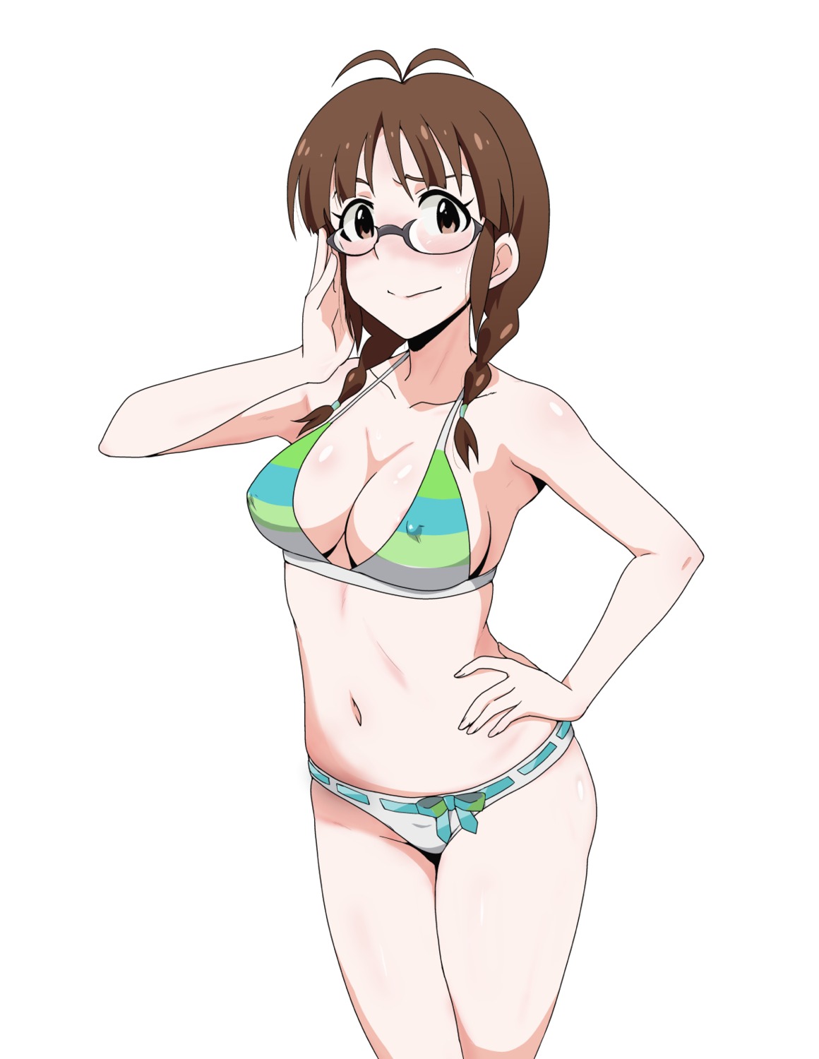 akizuki_ritsuko areola bikini erect_nipples megane minpei_ichigo swimsuits the_idolm@ster