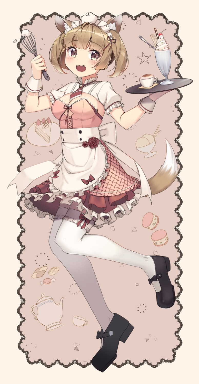 animal_ears cleavage jungki maid tail thighhighs waitress