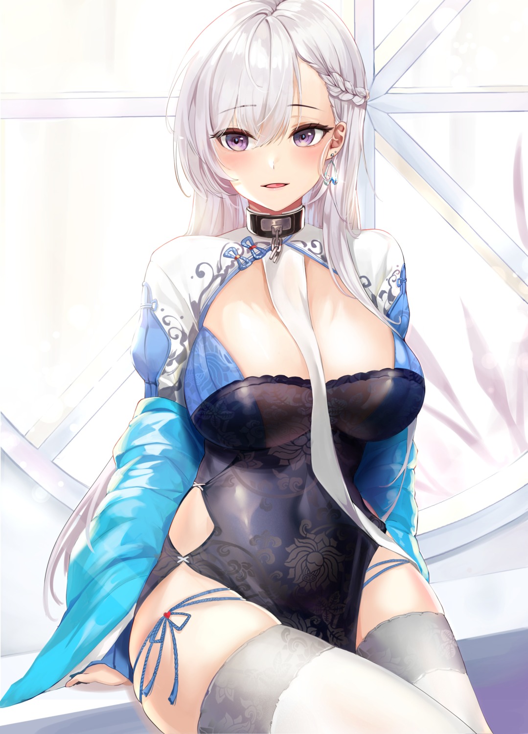 azur_lane belfast_(azur_lane) chinadress lillly pantsu see_through string_panties thighhighs