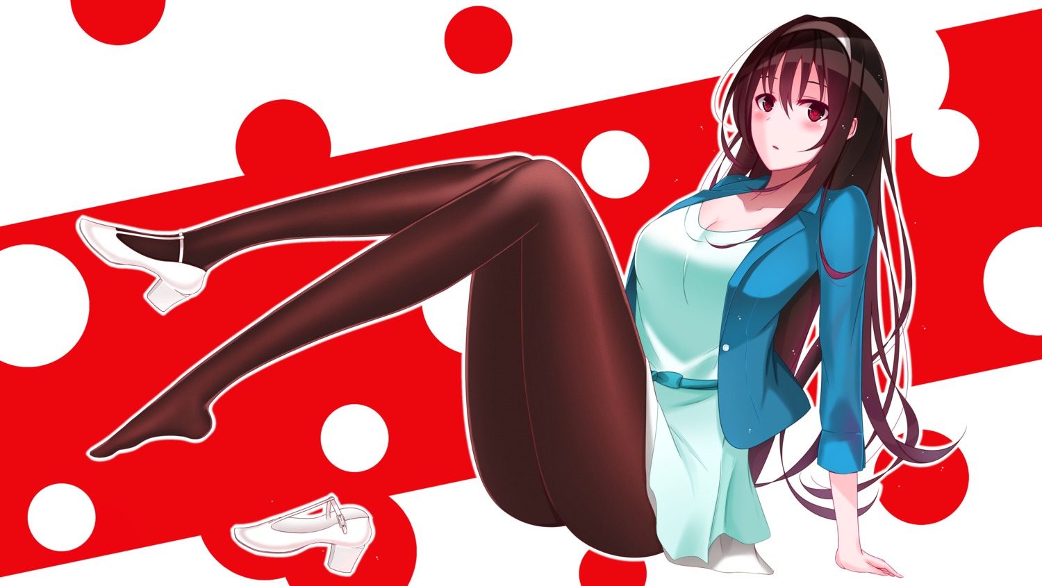 cleavage dress feet heels kasumigaoka_utaha open_shirt pantyhose ruri_tateha saenai_heroine_no_sodatekata