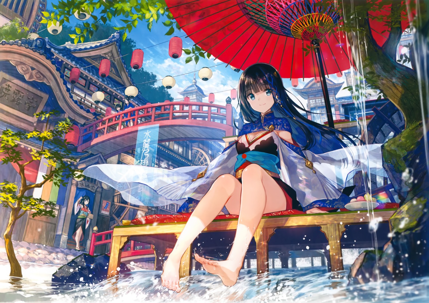 cleavage feet fuzichoko japanese_clothes wet