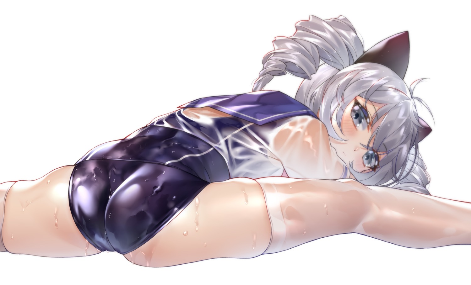 ass benghuai_xueyuan bronya_zaychik ginklaga honkai_impact school_swimsuit see_through seifuku swimsuits thighhighs wet wet_clothes